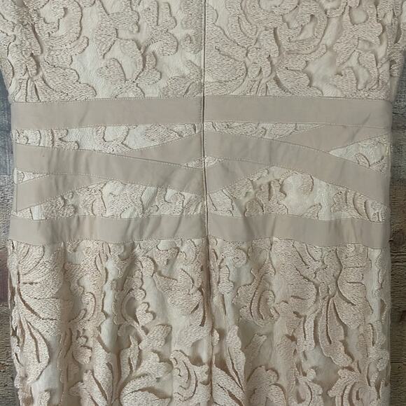Tadashi Shoji Primrose Embroidered Lace Sheath Cocktail Dress Ivory Nude Size 6 - Picture 4 of 15